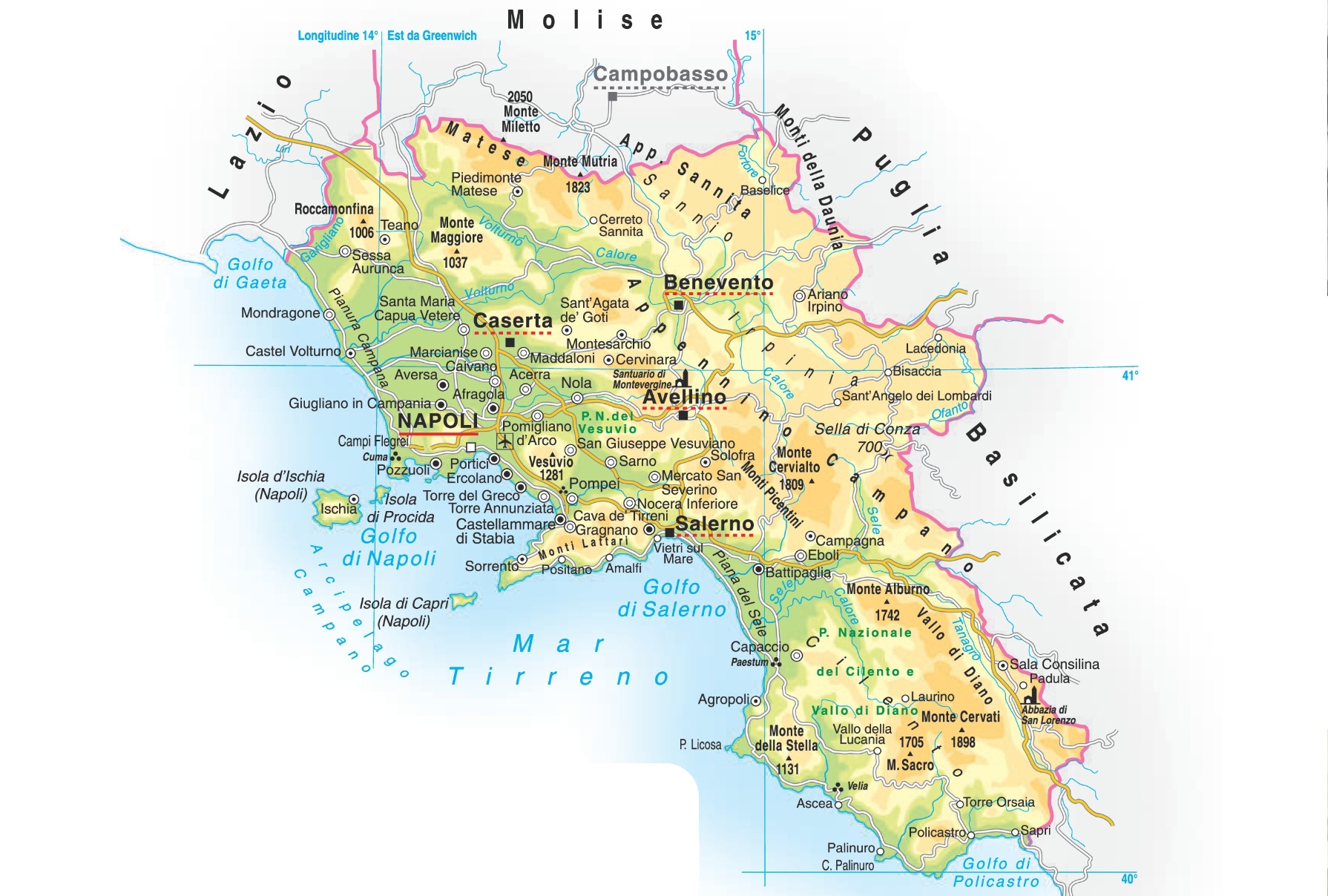 Concessione Dimensione Relativa Gettone Cartina Fisica Della Campania