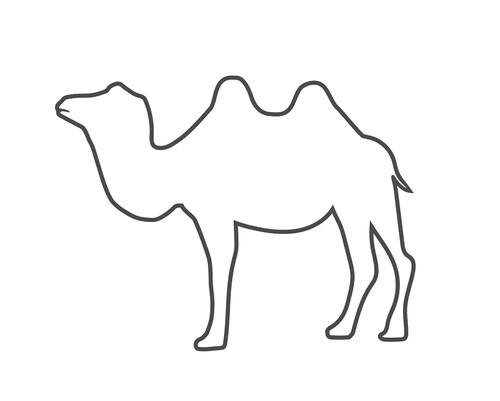Sagoma di un cammello in bianco e nero