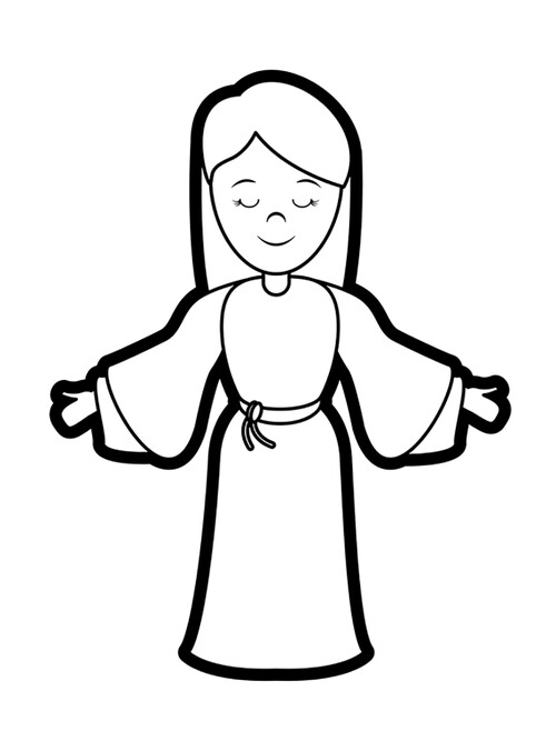 Disegno di Maria in bianco e nero - Immagine 2