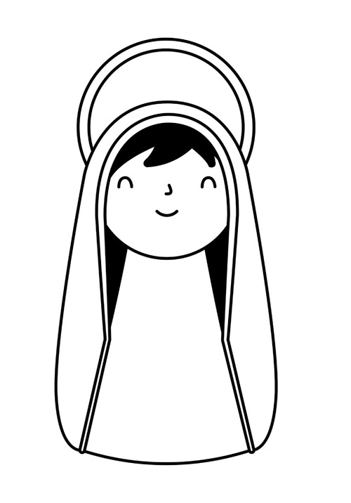 Disegno di Maria in bianco e nero - Immagine 3