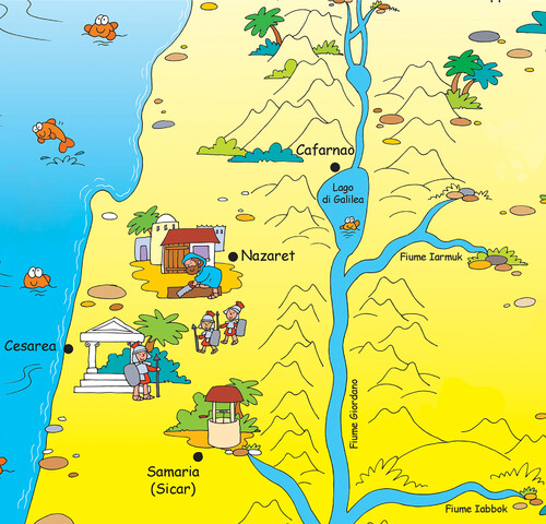 Cartina della Palestina e Nazaret