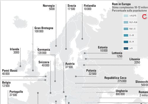 La diffusione dei rom nei paesi europei