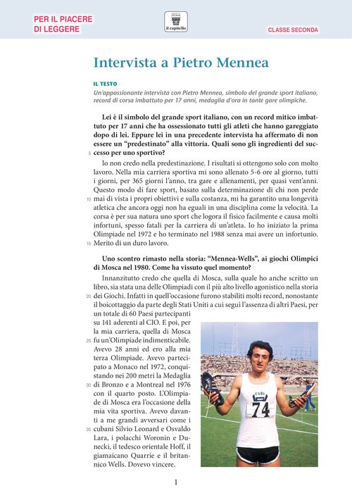 Intervista a Pietro Mennea - W. Saroyan, La corsa dei 200 metri a ostacoli