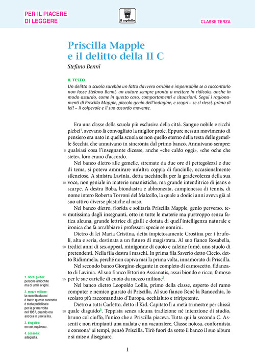 Stefano Benni, Priscilla Mapple e il delitto della II C