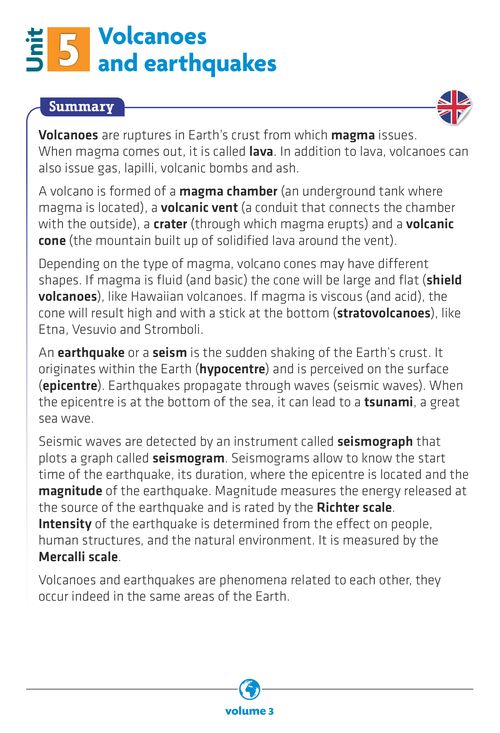 Volcanoes and earthquakes - Summary