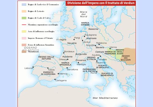 Divisione dell'impero con il trattato di Verdun