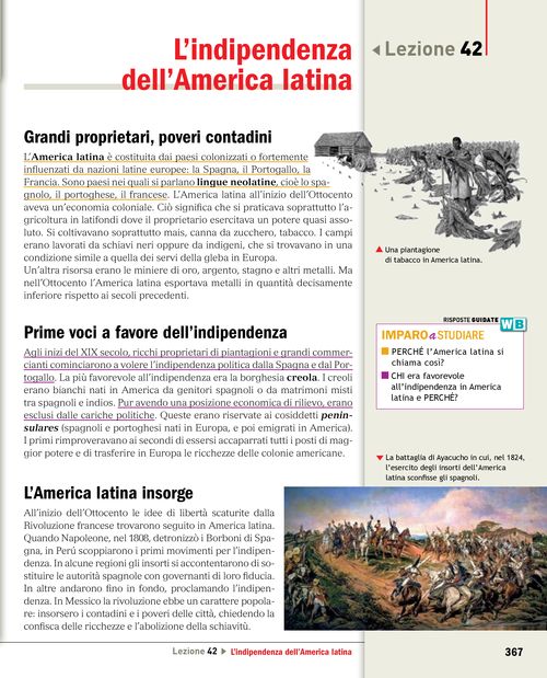 Risposte guidate - L’indipendenza dell’America latina