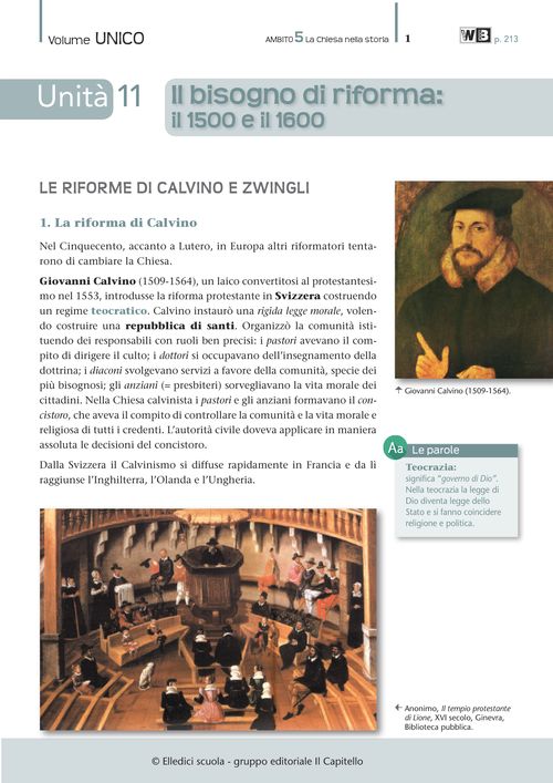 Le riforme di Calvino e Zwingli