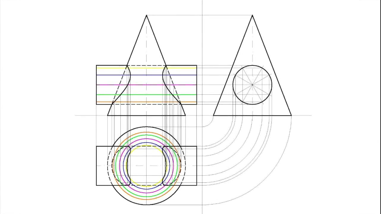 Compenetrazione di un cono e di un cilindro