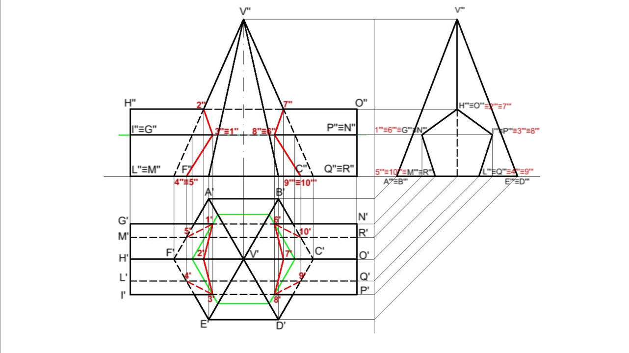 Compenetrazione di un prisma e una piramide
