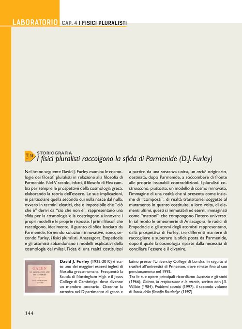 LAB 37 - I fisici pluralisti raccolgono la sfida di Parmenide (D.J. Furley)