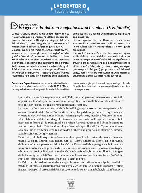 Lab 50 - Eriugena e la dottrina neoplatonica del simbolo (F. Paparella)