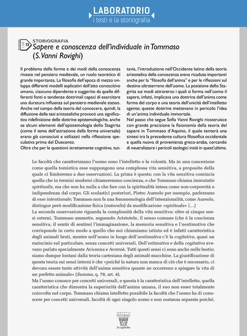 Lab 73 Sapere e conoscenza dell’individuale in Tommaso (S. Vanni Rovighi)