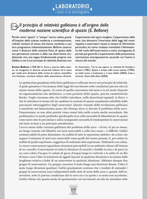 Lab 48 - Il principio di relatività galileiana è all’origine della moderna nozione scientifica di spazio (E. Bellone)