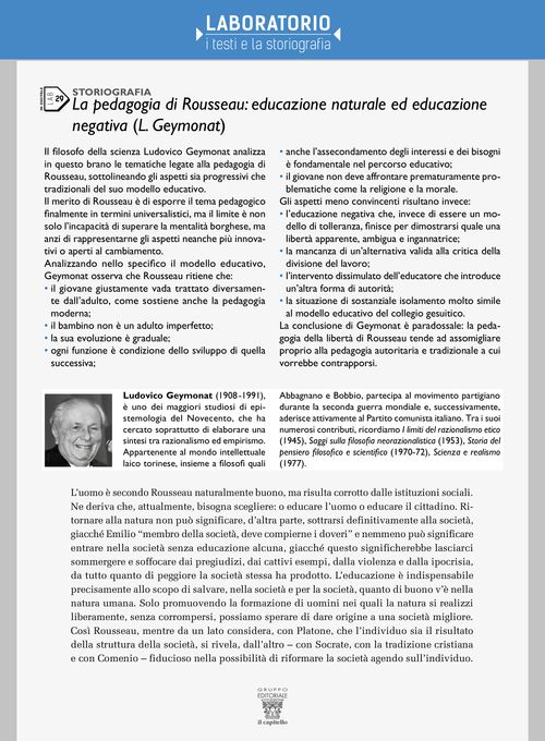Lab 29 - La pedagogia di Rousseau: educazione naturale ed educazione negativa (L. Geymonat)
