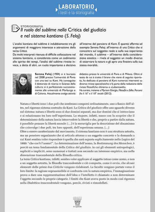 Lab 74 - Il ruolo del sublime nella Critica del giudizio e nel sistema kantiano (S. Feloj)