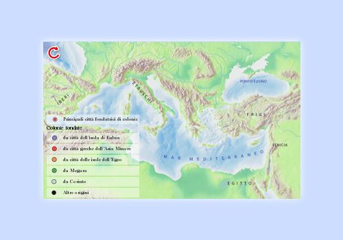 La colonizzazione greca tra il 750 e il 550 a.C. - carta b