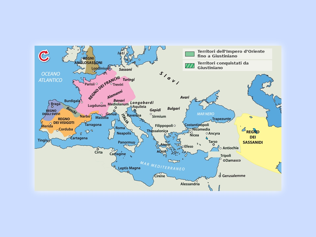 L’Impero d’Oriente e i regni romano-barbarici verso la metà del VI secolo 161