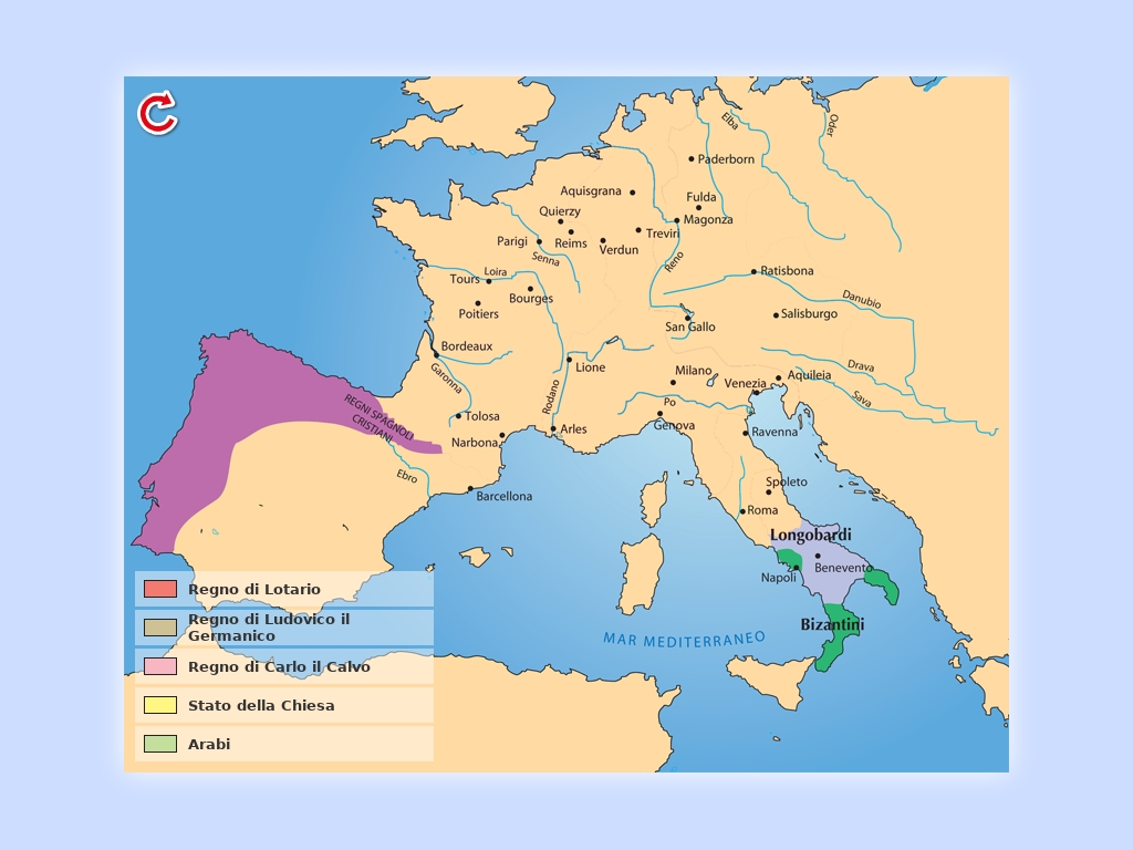 La spartizione dell’Impero carolingio nell’843