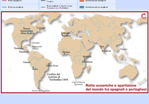 Rotte oceaniche e spartizione del mondo tra spagnoli e portoghesi