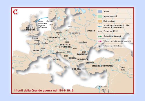 I fronti della guerra nel 1914-16