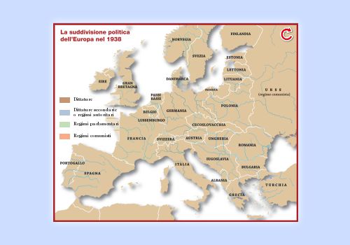 La suddivisione politica dell’Europa nel 1938