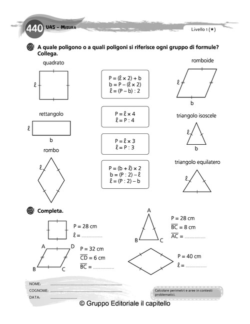 A quale poligono o a quali poligoni si riferisce ogni gruppo di formule?