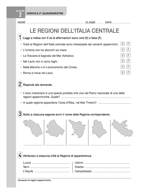 Le regioni dell'Italia centrale